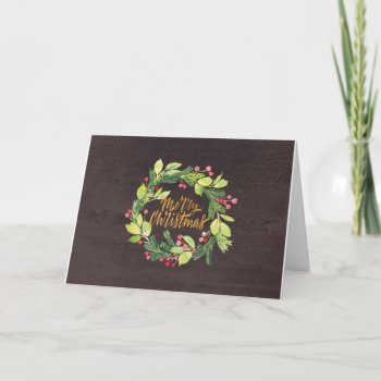 Rustic Wreath Christmas Holiday Card by KarisGraphicDesign at Zazzle