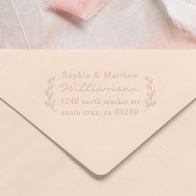 Rustic Wreath Couple Wedding Return Address Embosser (Creator Uploaded)