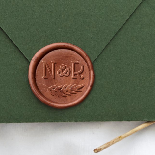 Rustic Wreath Custom Wedding Wax Seal Stamp (Rustic Wreath Custom Wedding Wax Seal Stamp Zoom In)