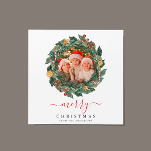 Rustic Wreath Elegant Christmas Custom Photo