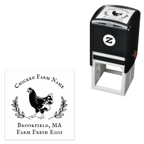 Rustic Wreath Farm Fresh Chicken Egg Carton Custom Self_inking Stamp