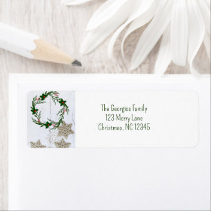 Rustic Wreath Farmhouse Holly Return Address Label