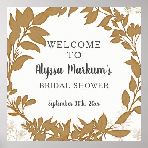 Rustic Wreath Foliage Bridal Shower Welcome Sign