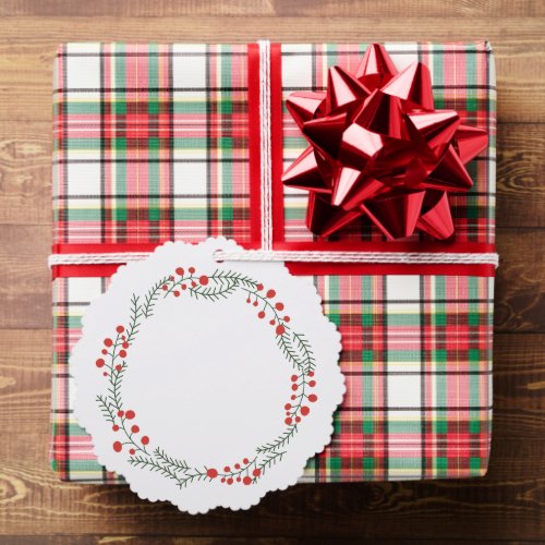 Rustic wreath frame border blank cute Christmas Ornament Card