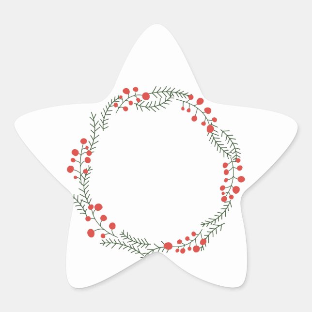 Rustic wreath frame border blank cute Christmas Star Sticker (Front)