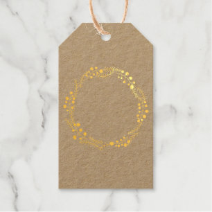 Rustic wreath frame border blank Kraft Christmas Foil Gift Tags