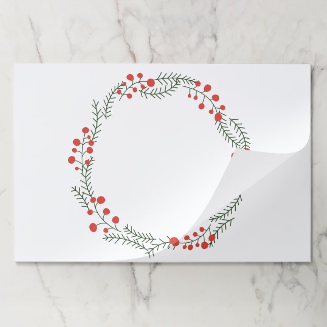 Rustic wreath frame border holiday paper placemats (Folded)