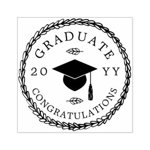 Rustic Wreath Graduate Congratulations Year Rubber Stamp