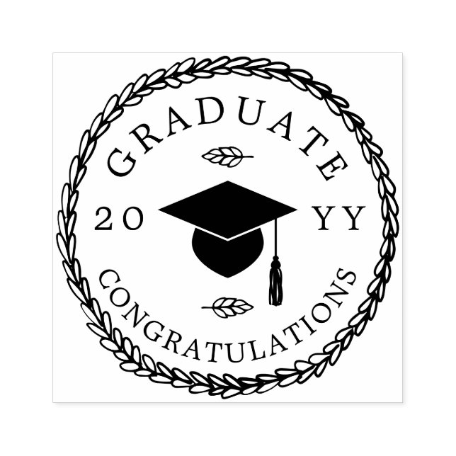 Rustic Wreath Graduate Congratulations Year Rubber Stamp (Imprint)