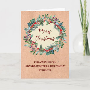 Rustic Wreath Granddaughter & Family Christmas Card