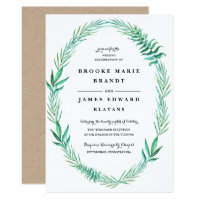 Rustic Wreath Greenery Wedding Invitation