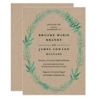 Rustic Wreath Greenery Wedding Invitation