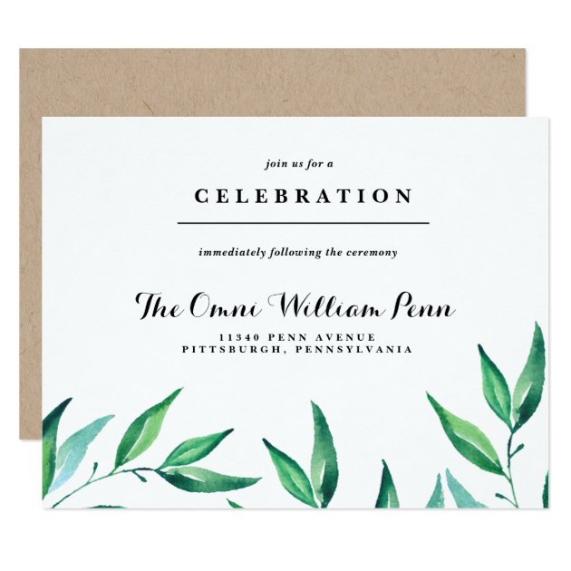 Rustic Wreath Greenery Wedding Reception Card