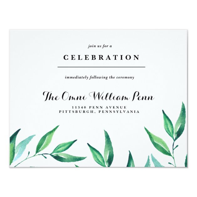 Rustic Wreath Greenery Wedding Reception Card