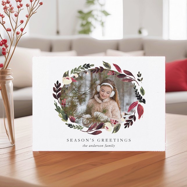 Rustic Wreath | Happiest Holidays Photo Holiday Card (Creator Uploaded)