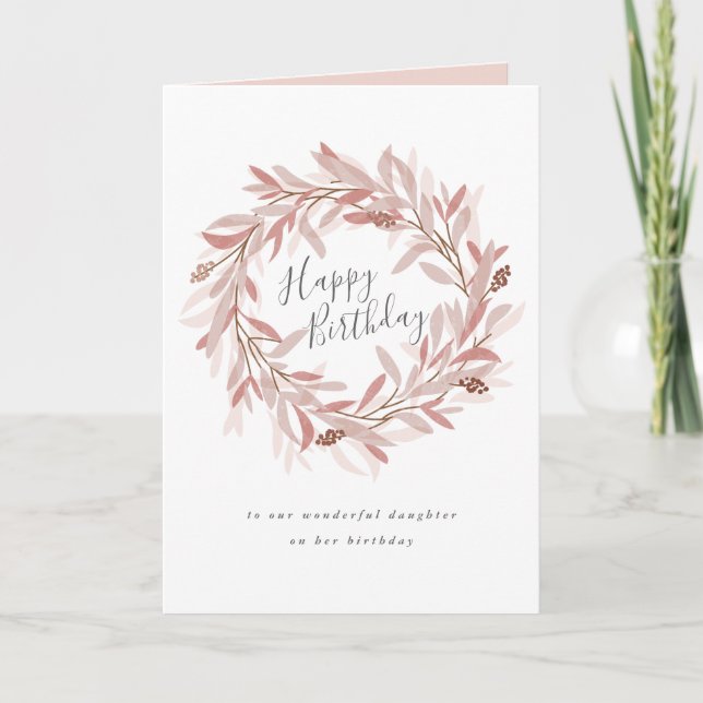 Rustic wreath happy birthday card (Front)