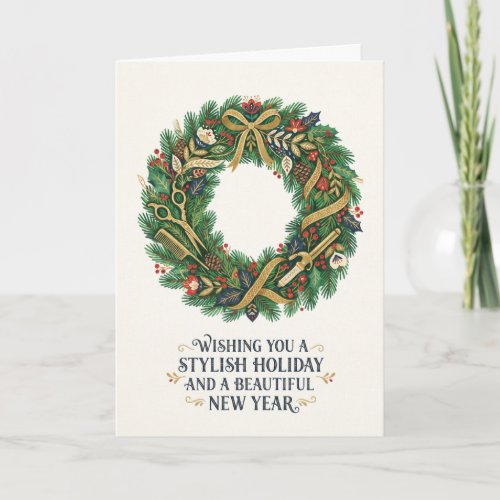 Rustic Wreath Holiday And New Year Card