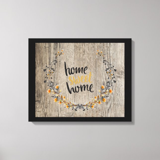 Rustic Wreath Home Sweet Home Canvas Print (Front)