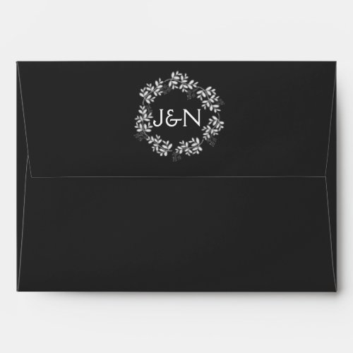 Rustic Wreath Leaves Wedding Invitation Envelope