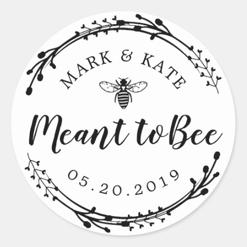 Rustic Wreath Meant to Bee Wedding Favor Classic Round Sticker