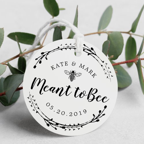 Rustic Wreath Meant to Bee Wedding Round Favor Tags