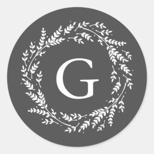 Rustic Wreath Monogram Sticker