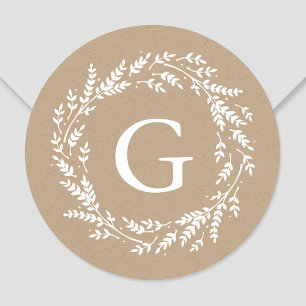 Rustic Wreath Monogram Sticker