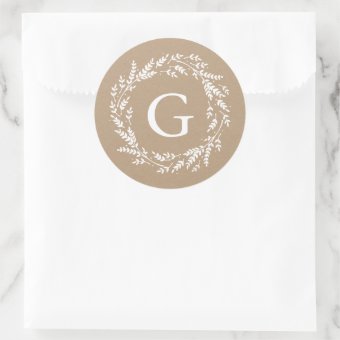 Rustic Wreath Monogram Sticker | Zazzle