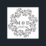 Rustic Wreath Monogram Wedding Rubber Stamp<br><div class="desc">Rustic leafy wreath of branches monogram wedding stamp. Personalize text and font style.</div>