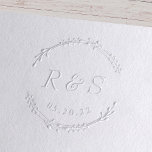 Rustic Wreath Monogram Wedding Save the Date Embosser<br><div class="desc">Custom-designed wedding embosser featuring rustic hand-drawn wreath with classic ampersand design.</div>