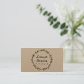 Rustic wreath on kraft business card (Standing Front)