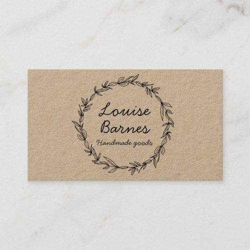 Rustic wreath on kraft business card