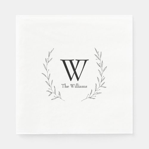 Rustic Wreath Personalized Monogram Wedding  Napkins