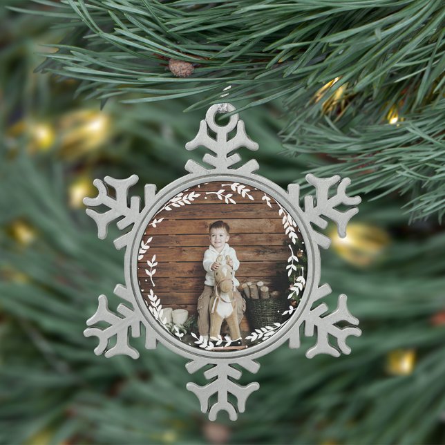 Rustic Wreath Photo Ornament (Creator Uploaded)