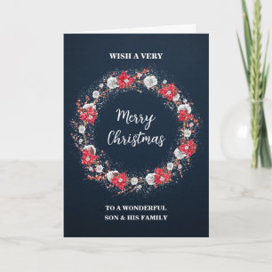 Rustic Wreath Son & Family Christmas Card
