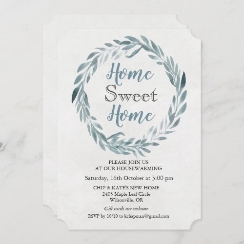 Rustic Wreath Watercolor Housewarming Invitation