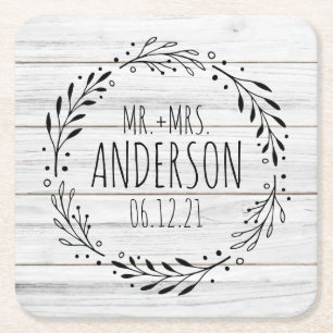 Rustic Wreath Wedding Decor Favor Coaster
