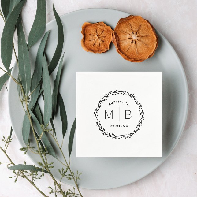 Rustic Wreath Wedding Monogram Napkins (Creator Uploaded)