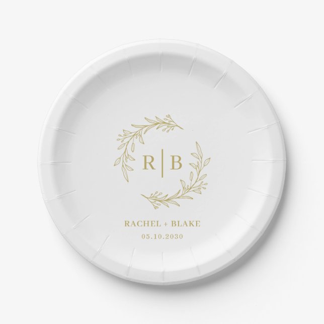 Rustic Wreath Wedding Rehearsal Engagement Party Paper Plates (Front)