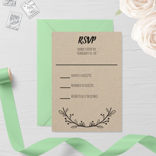 Rustic Wreath Wedding RSVP Card