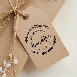 Rustic Wreath Wedding Thank You Rubber Stamp