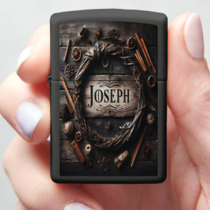 Rustic Wreath With Joseph Nameplate Zippo Lighter