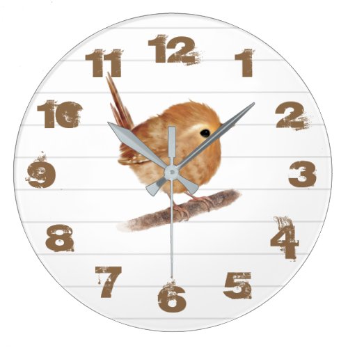 Rustic Wren Bird Personalized  Wall Clock