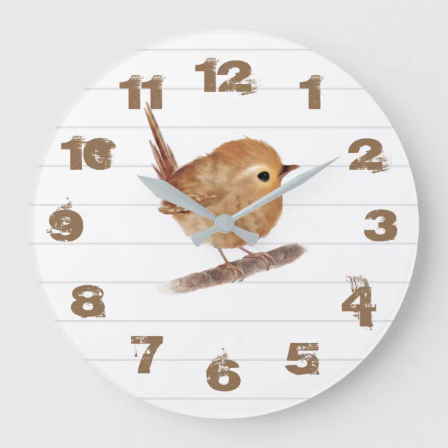 Rustic Wren Bird Personalized Wall Clock | Zazzle