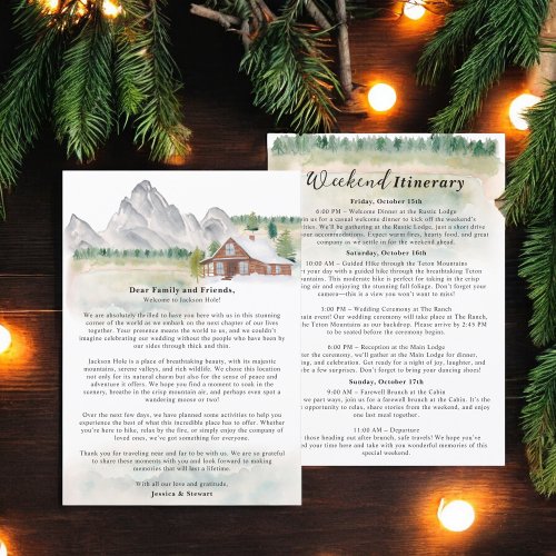 Rustic Wyoming destination wedding itinerary Invitation