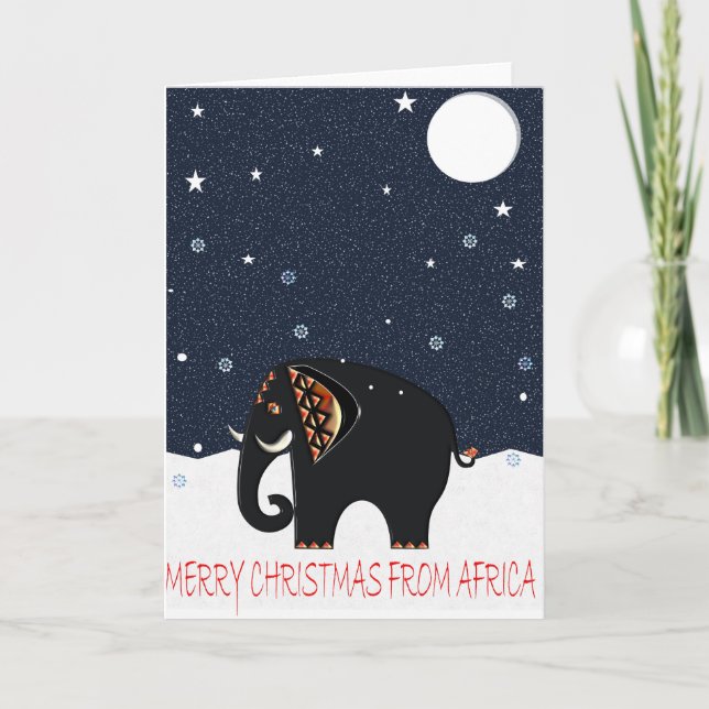 RUSTIC XMAS ELEPHANT 107 HOLIDAY CARD (Front)