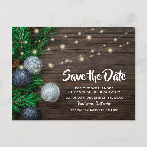 Rustic Xmas Holiday Party Save the Date Invitation Postcard