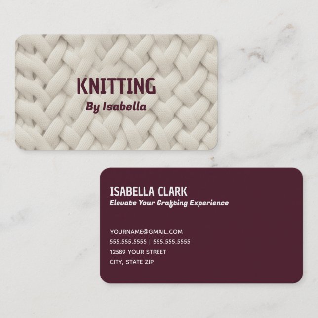 Rustic Yarn Knitting Business Card (Front/Back)