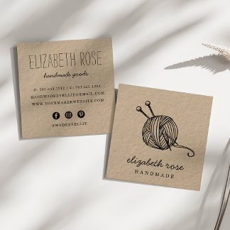 Rustic Yarn | Kraft Square Business Card