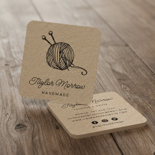 Rustic Yarn Kraft Square Square Square Business Card